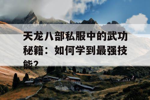 天龙八部私服中的武功秘籍：如何学到最强技能？