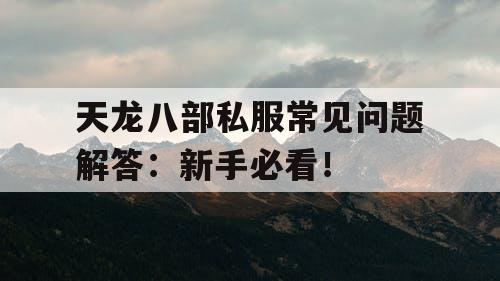 天龙八部私服常见问题解答：新手必看！
