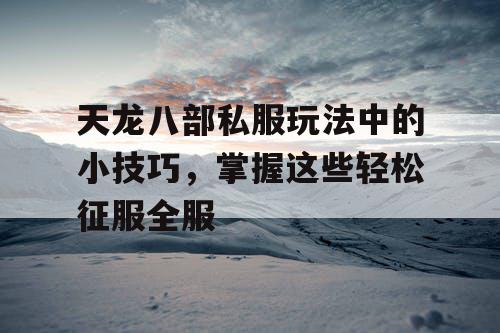 天龙八部私服玩法中的小技巧,掌握这些轻松征服全服 天龙八部私服玩法中的小技巧,掌握这些轻松征服全服