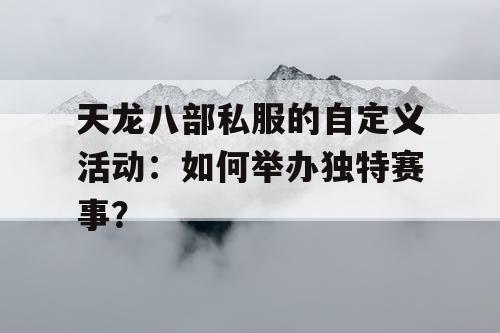 天龙八部私服的自定义活动：如何举办独特赛事？