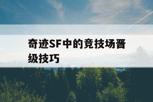 奇迹SF中的竞技场晋级技巧