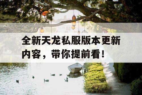 全新天龙私服版本更新内容,带你提前看! 全新天龙私服版本更新内容,带你提前看!