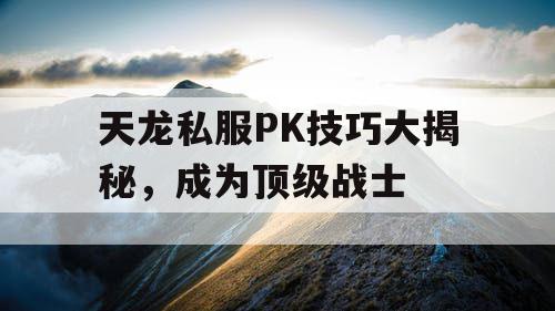 天龙私服PK技巧大揭秘，成为顶级战士