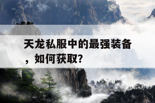 天龙私服中的最强装备，如何获取？