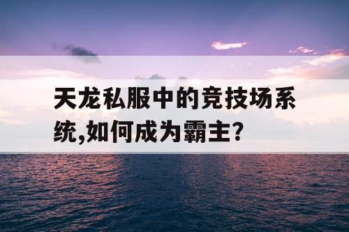 天龙私服中的竞技场系统,如何成为霸主？