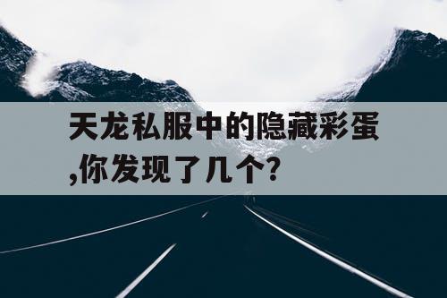 天龙私服中的隐藏彩蛋,你发现了几个？
