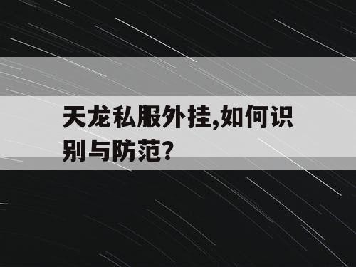 天龙私服外挂,如何识别与防范？