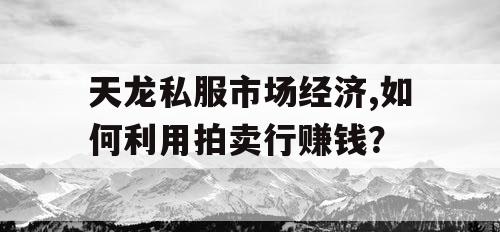 天龙私服市场经济,如何利用拍卖行赚钱? 天龙私服市场经济,如何利用拍卖行赚钱?