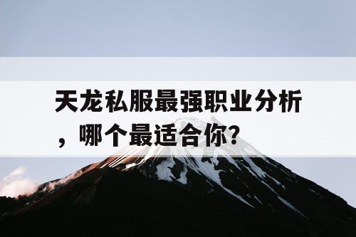 天龙私服最强职业分析,哪个最适合你? 天龙私服最强职业分析,哪个最适合你?
