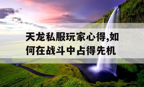 天龙私服玩家心得,如何在战斗中占得先机 天龙私服玩家心得,如何在战斗中占得先机