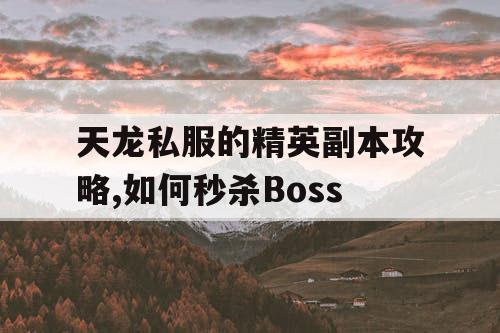 天龙私服的精英副本攻略,如何秒杀Boss 天龙私服的精英副本攻略,如何秒杀Boss