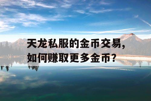 天龙私服的金币交易,如何赚取更多金币？