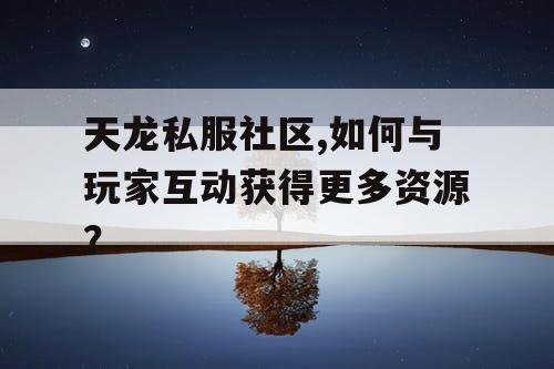 天龙私服社区,如何与玩家互动获得更多资源？