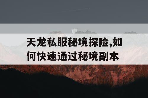 天龙私服秘境探险,如何快速通过秘境副本