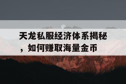 天龙私服经济体系揭秘，如何赚取海量金币