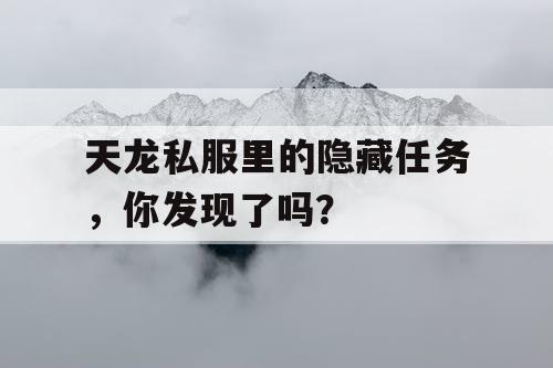 天龙私服里的隐藏任务，你发现了吗？
