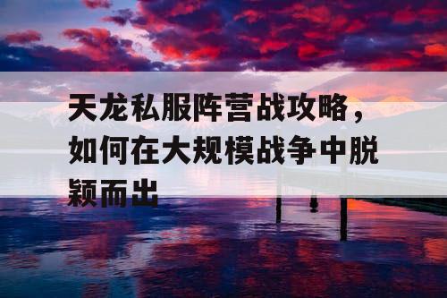 天龙私服阵营战攻略，如何在大规模战争中脱颖而出