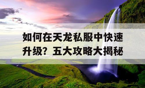 如何在天龙私服中快速升级？五大攻略大揭秘
