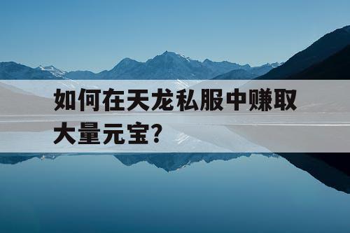 如何在天龙私服中赚取大量元宝？