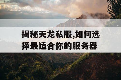 揭秘天龙私服,如何选择最适合你的服务器