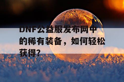 DNF公益服发布网中的稀有装备，如何轻松获得？
