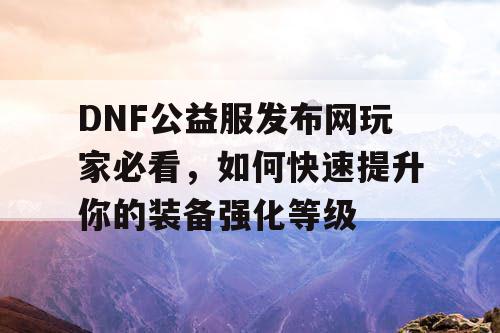 DNF公益服发布网玩家必看，如何快速提升你的装备强化等级