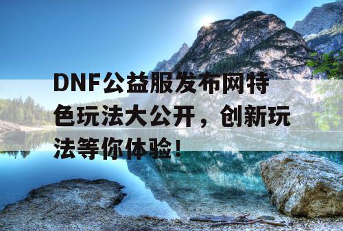 DNF公益服发布网特色玩法大公开，创新玩法等你体验！