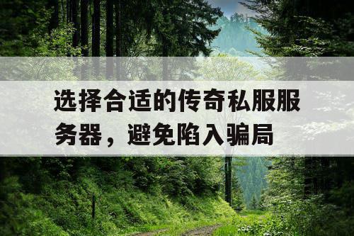 选择合适的传奇私服服务器，避免陷入骗局