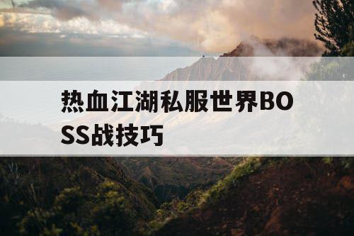 热血江湖私服世界BOSS战技巧