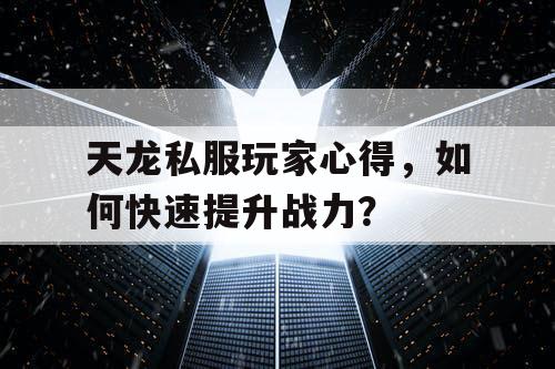 天龙私服玩家心得，如何快速提升战力？