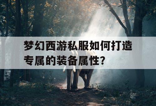 梦幻西游私服如何打造专属的装备属性？