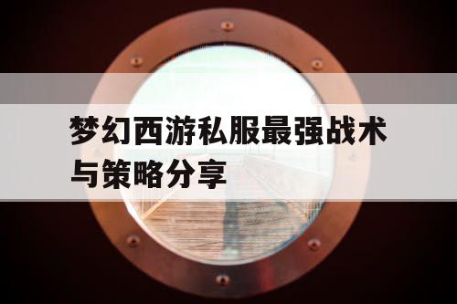 梦幻西游私服最强战术与策略分享