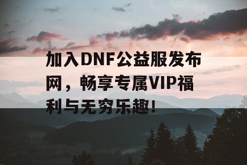加入DNF公益服发布网，畅享专属VIP福利与无穷乐趣！