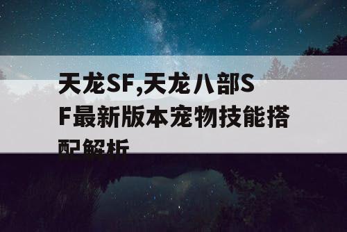 天龙SF,天龙八部SF最新版本宠物技能搭配解析 天龙SF,天龙八部SF最新版本宠物技能搭配解析