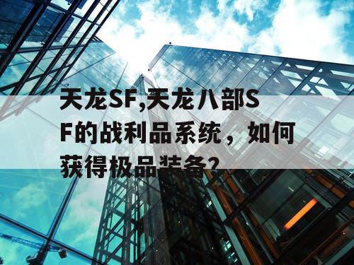 天龙SF,天龙八部SF的战利品系统，如何获得极品装备？
