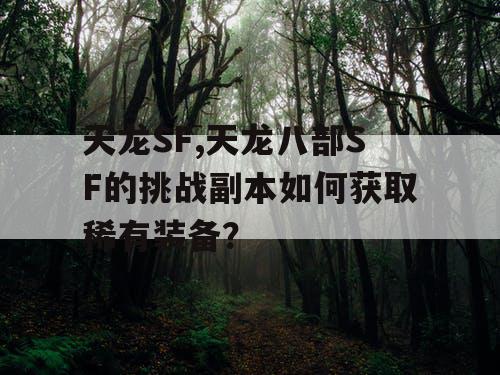 天龙SF,天龙八部SF的挑战副本如何获取稀有装备？