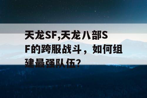 天龙SF,天龙八部SF的跨服战斗，如何组建最强队伍？