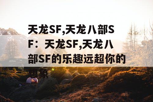 天龙SF,天龙八部SF：天龙SF,天龙八部SF的乐趣远超你的想象