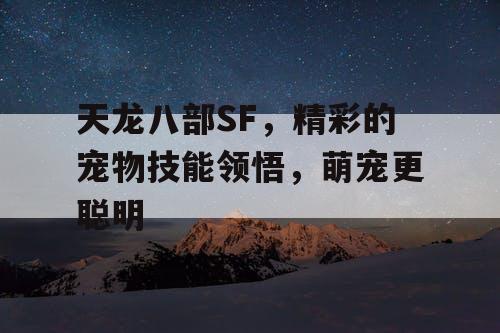 天龙八部SF，精彩的宠物技能领悟，萌宠更聪明