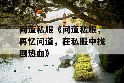 问道私服《问道私服，再忆问道，在私服中找回热血》