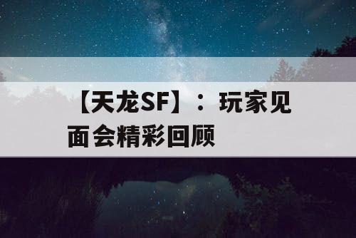 【天龙SF】：玩家见面会精彩回顾