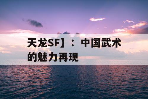 天龙SF】:中国武术的魅力再现 天龙SF】:中国武术的魅力再现