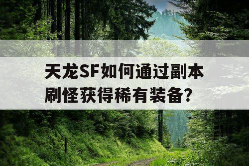 天龙SF如何通过副本刷怪获得稀有装备？