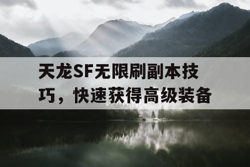天龙SF无限刷副本技巧，快速获得高级装备