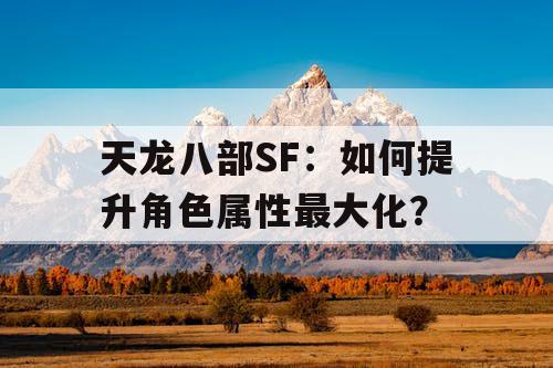 天龙八部SF：如何提升角色属性最大化？