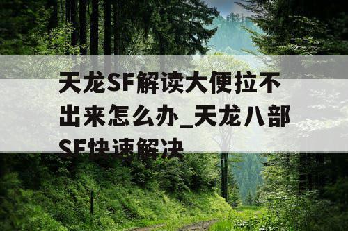 天龙SF解读大便拉不出来怎么办_天龙八部SF快速解决