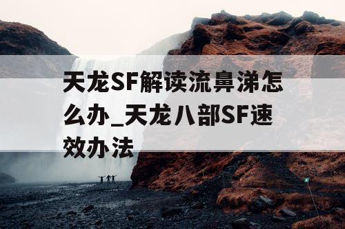 天龙SF解读流鼻涕怎么办_天龙八部SF速效办法