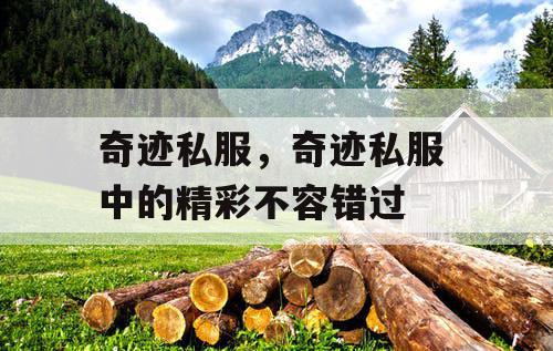 奇迹私服，奇迹私服 中的精彩不容错过