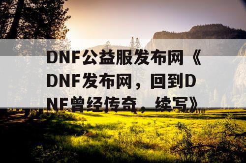 DNF公益服发布网《DNF发布网，回到DNF曾经传奇，续写》