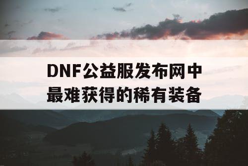 DNF公益服发布网中最难获得的稀有装备